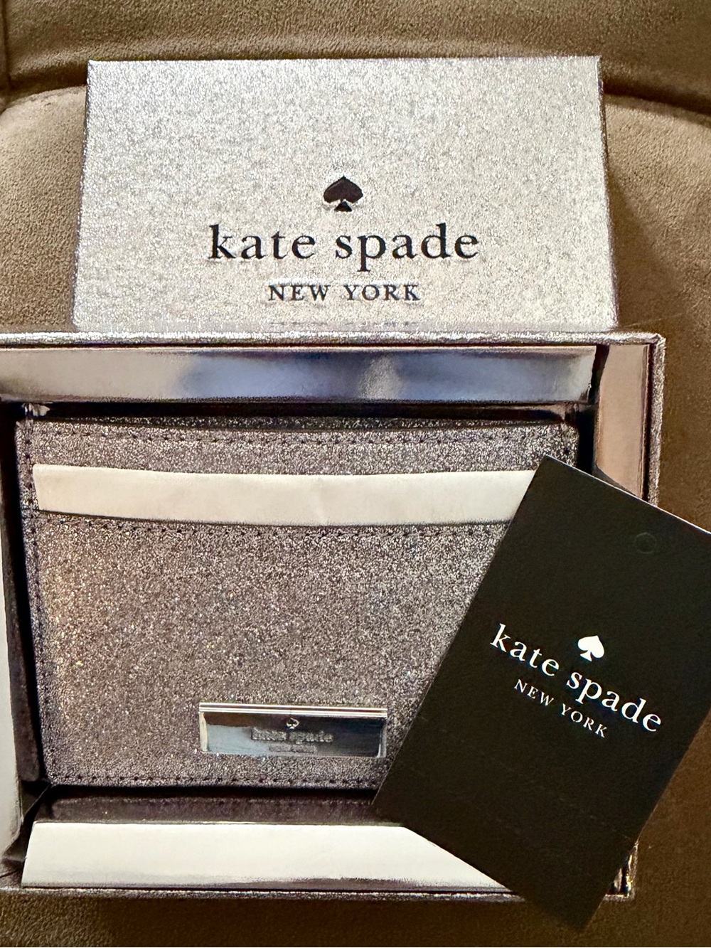 Kate Spade Kenzie Glitter Metallic Card Holder NWT/NIB